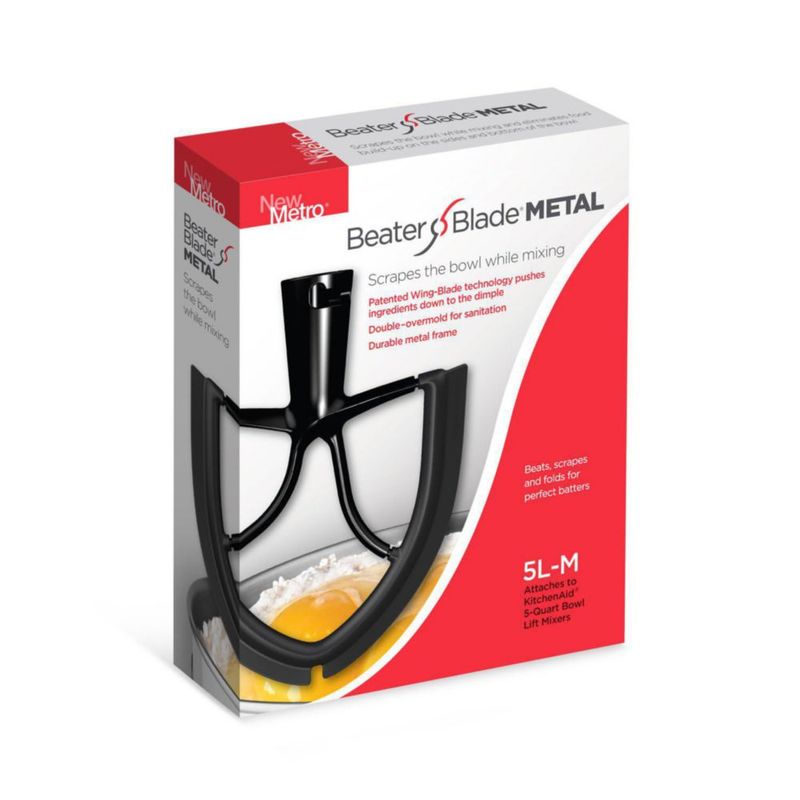 Metro Design - Hoja batidora de metal de 5 L, compatible con la mayoría de los batidores KitchenAid de 5 cuartos de galón, color