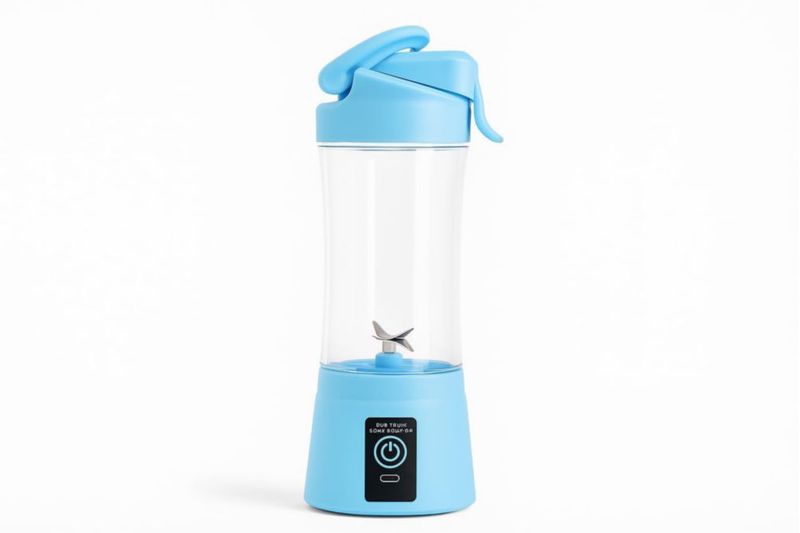 Licuadora Portátil Recargable, 380ml, 23cm de Alto, Vaso Mezclador para Batidos, Color Azul.