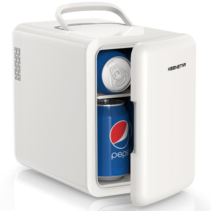 Mini refrigerador KEENSTAR, refrigerador pequeño de 6 litros/8 latas, 110 V CA/12 V CC, refrigerador y calentador para dormitori