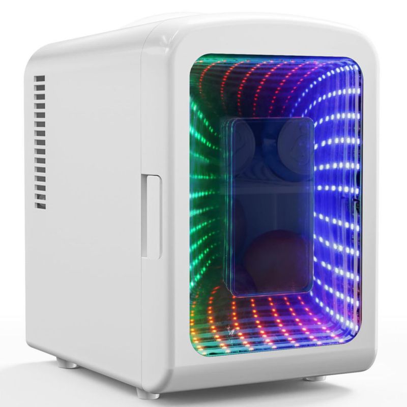 Mini refrigerador compacto Antarctic Star con luz para juegos, 4 L de capacidad (6 latas), portátil, ideal para dormitorio, coch