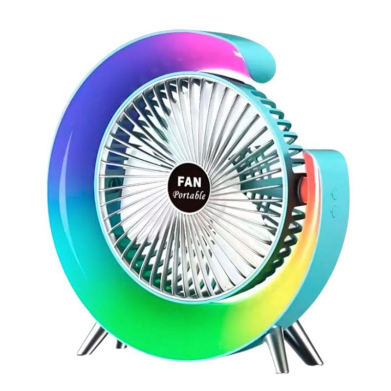 Ventilador Inalámbrico con lámpara luces led Color Azul