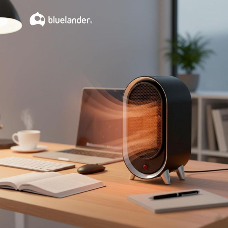 Bluelander Calentador Portátil 10.5*13.5*24.5 cm, Calefactor Eléctrico 900W con 2 Velocidades, Protección contra Sobrecalentamiento (Negro)