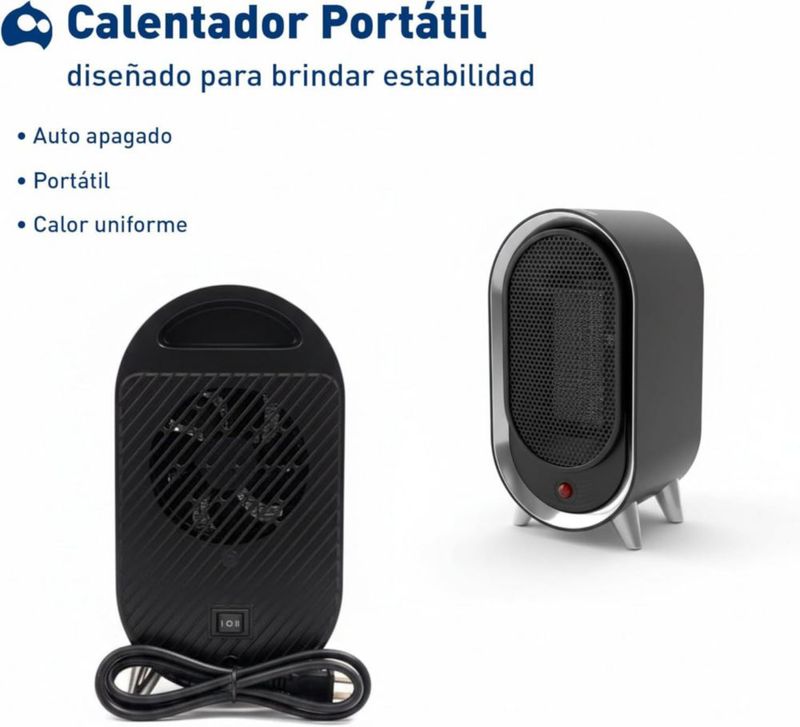 Bluelander Calentador Portátil 10.5*13.5*24.5 cm, Calefactor Eléctrico 900W con 2 Velocidades, Protección contra Sobrecalentamiento (Negro)