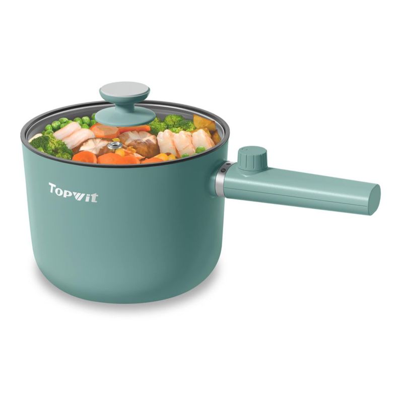 Olla eléctrica Topwit Hot Pot de 1,5 L para ramen, sartén antiadherente, para pasta y carne, sin BPA, con control de potencia du