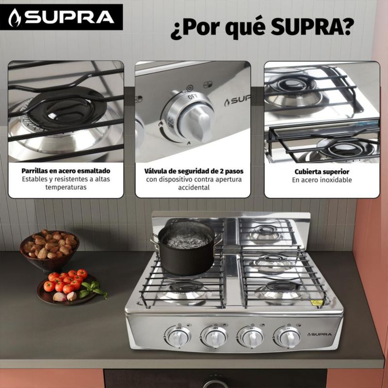 Parrilla a gas LP 4Q-TITAN SILVER