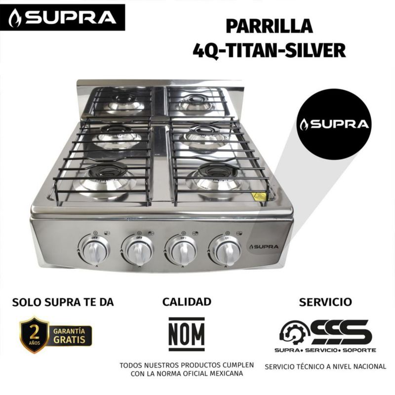 Parrilla a gas LP 4Q-TITAN SILVER
