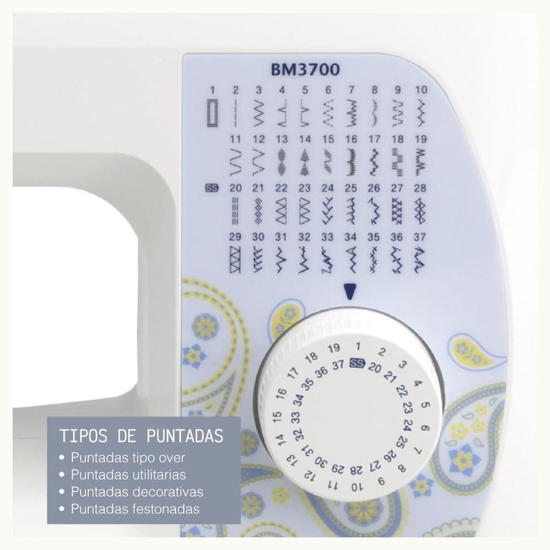 Máquina de Coser Mecánica Brother BM3700 37 Puntadas Blanco