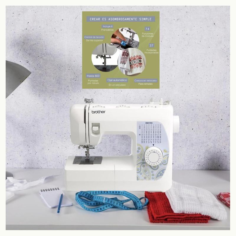 Máquina de Coser Mecánica Brother BM3700 37 Puntadas Blanco