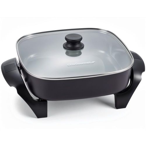 Sartén eléctrica Elite Gourmet de cerámica Ceralast™ antiadherente de 30,5 x 30,5 x 7,6 cm, libre de PFAS, apta para lavavajilla