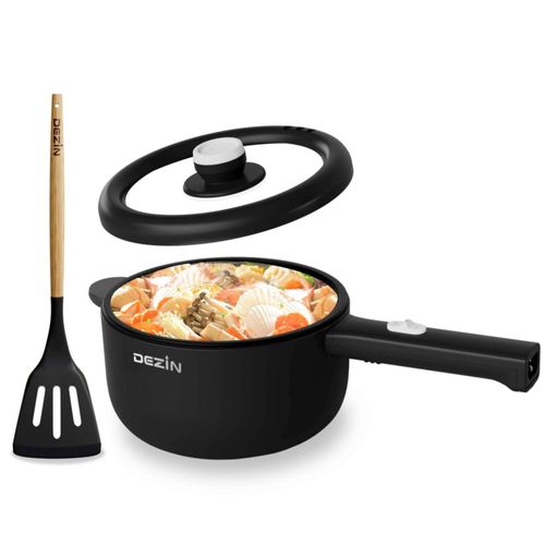 Olla eléctrica Dezin, sartén antiadherente de 2 l, olla rápida para fideos, mini olla para ramen con ajuste de potencia, ideal p