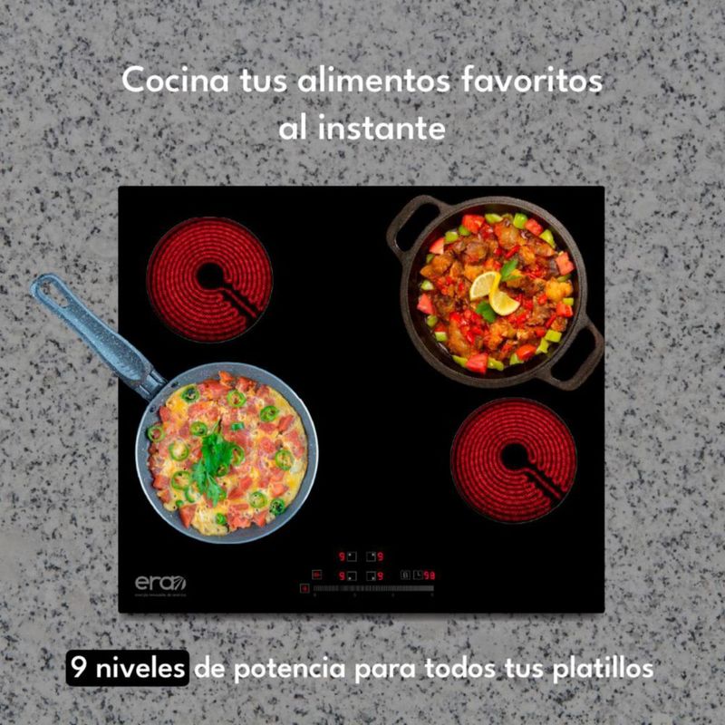 Parrilla Eléctrica Vitrocerámica Era, 4 Quemadores 60cm 110v