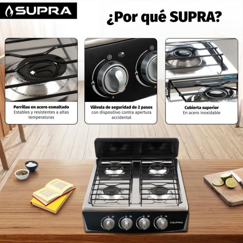 Parrilla a gas LP 4Q-TITAN BLACK acero