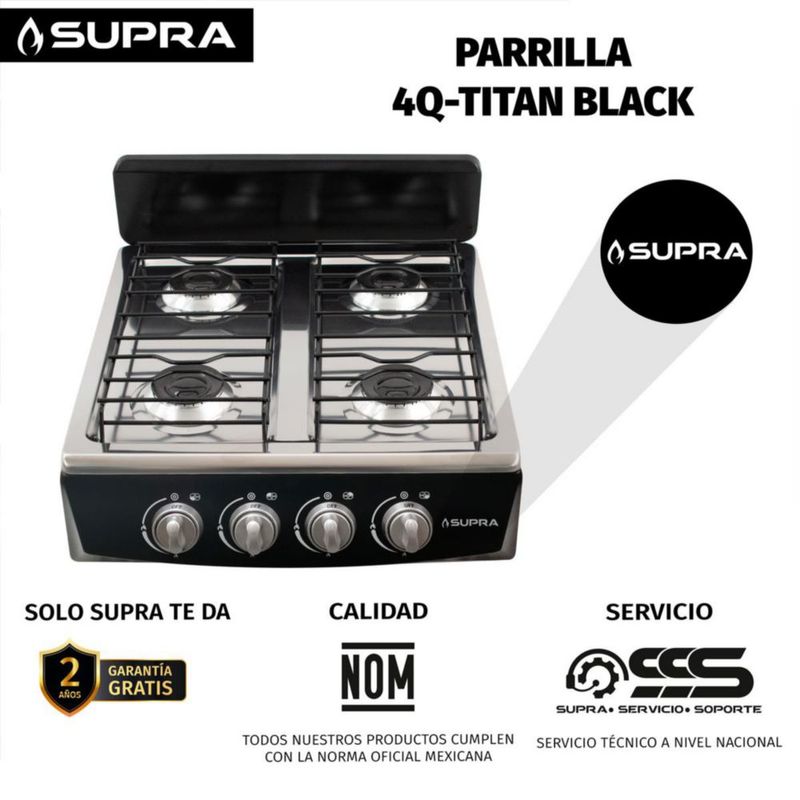 Parrilla a gas LP 4Q-TITAN BLACK acero