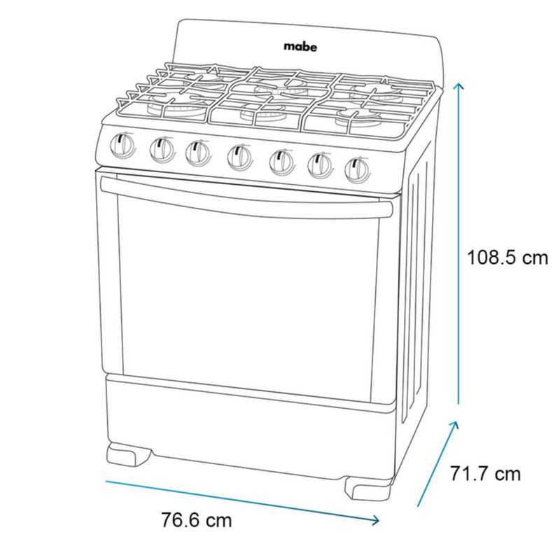 Estufa de Piso Mabe 76cm 30" EM7630BAPN2 6 quemadores Tecnologia Ultimate
