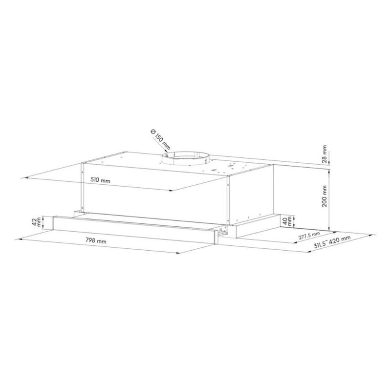 Campana Empotre Extraíble EB Técnica EB-380-I de 80 cm Acero Inoxidable
