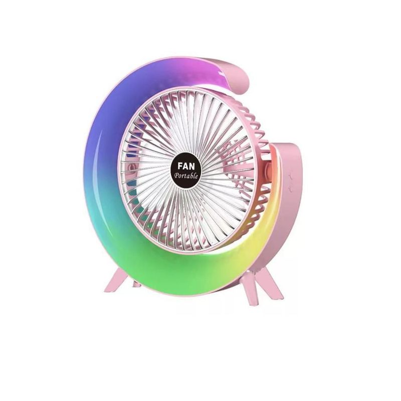 Pack 2 Ventiladores Redondos Con Luz Led Color Verde