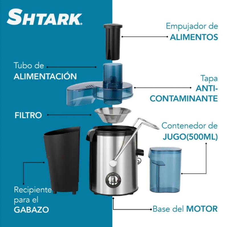 Extractor De Jugos Eléctrico 2 Velocidades Jarra 500ml 1000w
