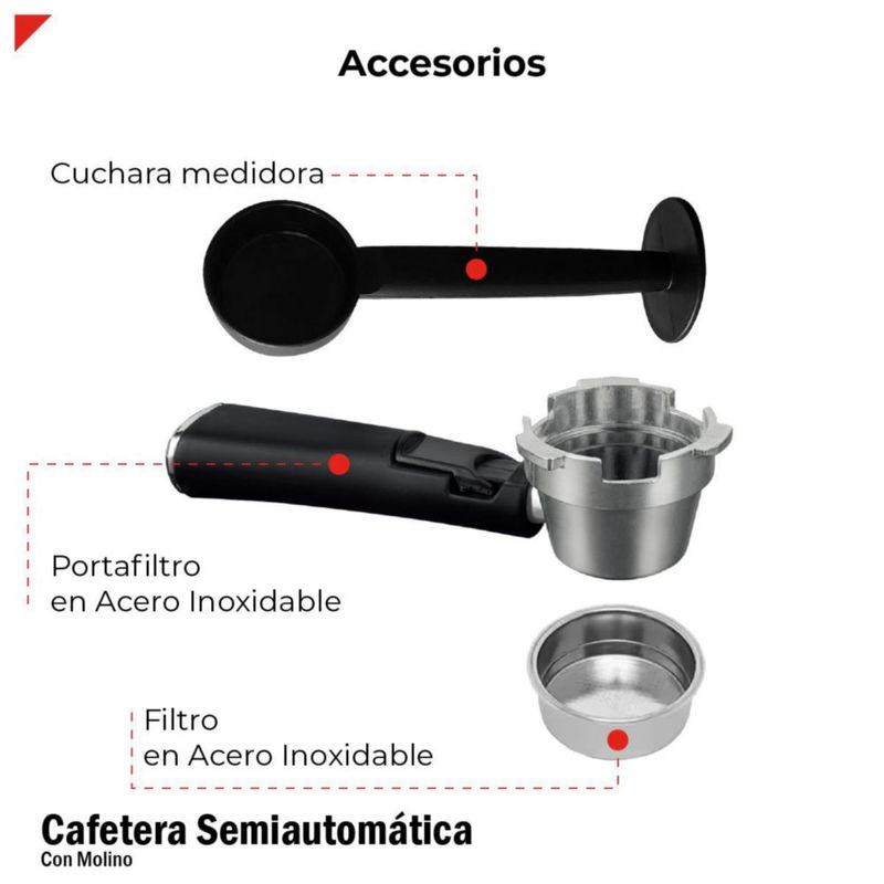 Cafetera Semiautomática con Molino 1350 W Bogner BDCM10