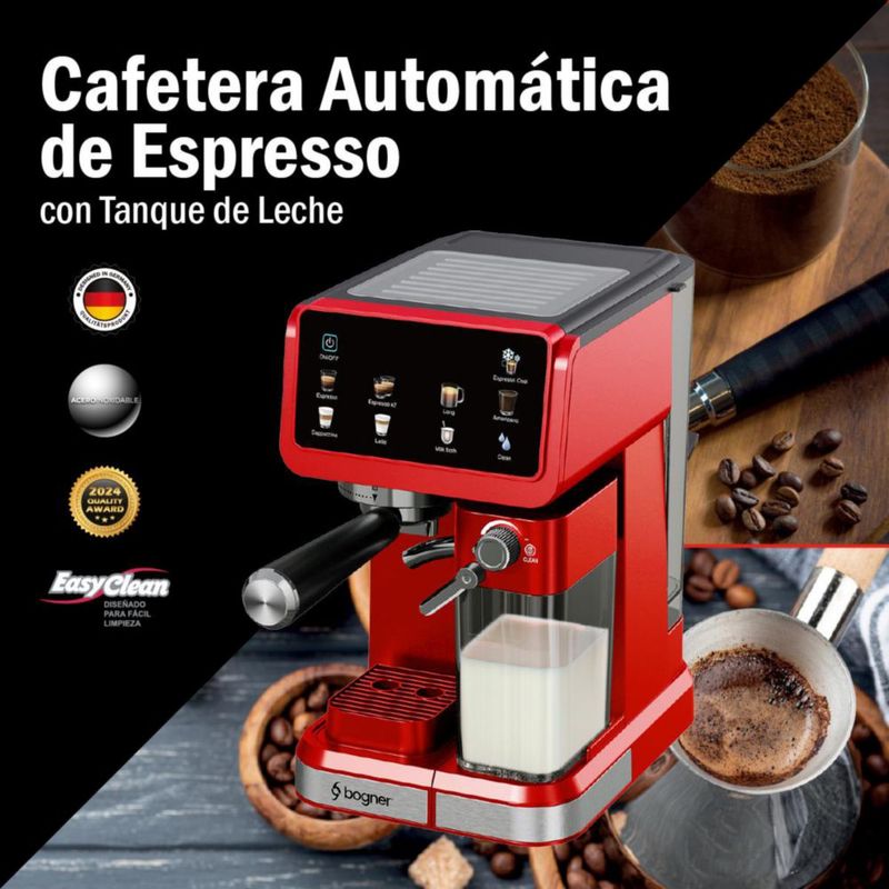 Cafetera Espresso Automática 20B Color Rojo Bogner BDECM03