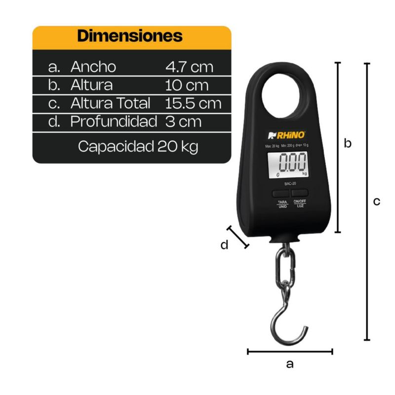 Báscula Colgante Rhino 20kg Compacta