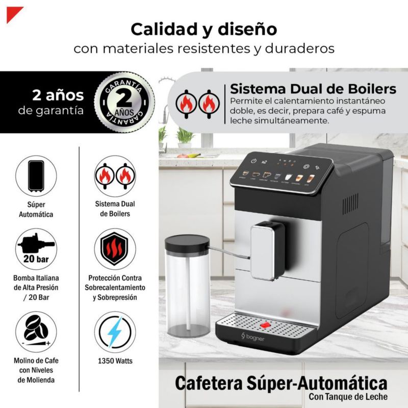 Cafetera Súper-Automática 20B Con Molino Bogner BECM02S