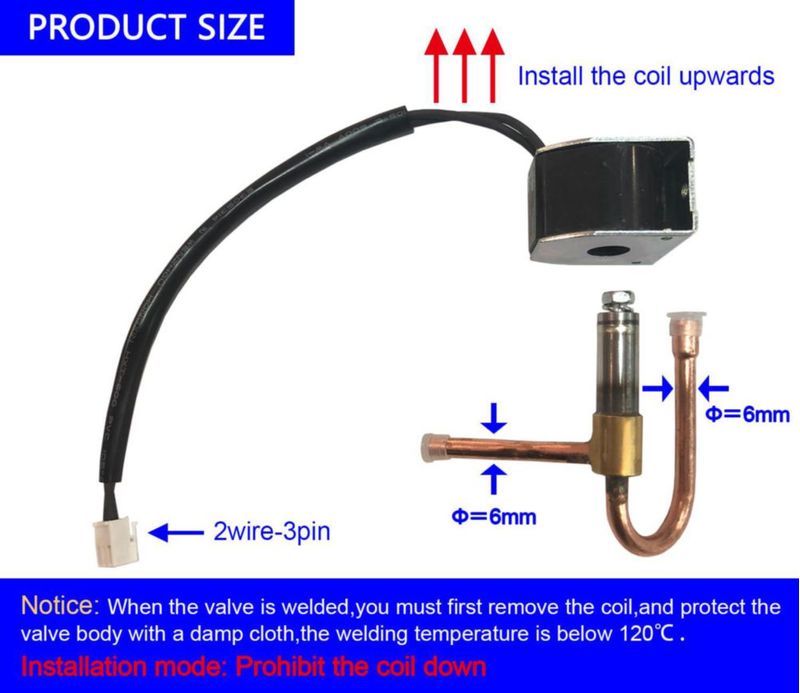Válvula electromagnética de recolección de hielo (válvula solenoide) compatible con la máquina de hielo comercial EUHOMY (99 lb