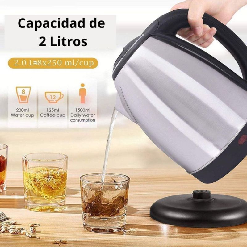 Tetera Eléctrica De Acero Inoxidable 2 Litros Genérica Color Plata