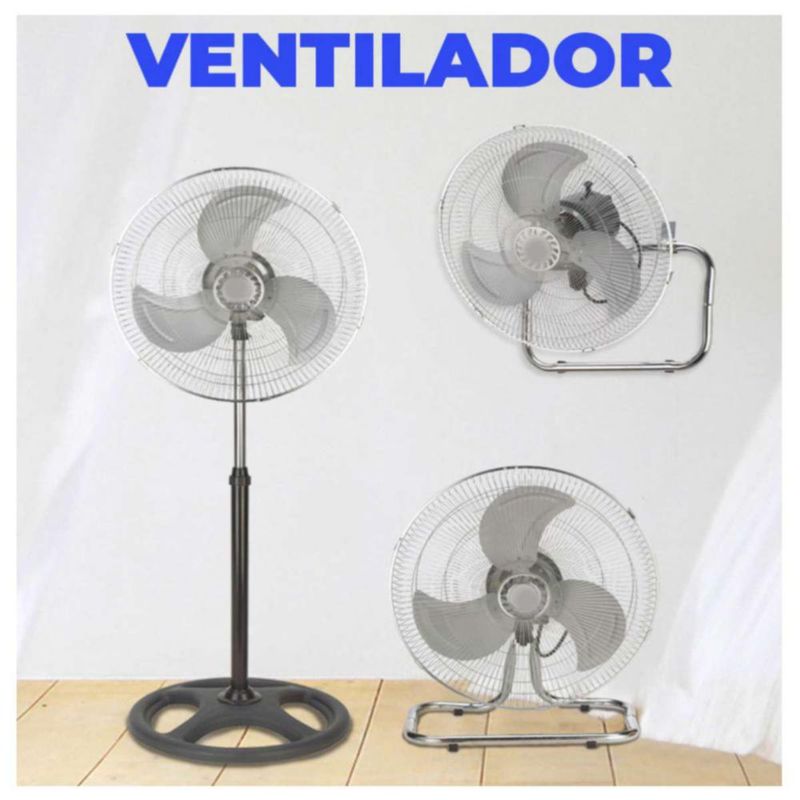 Ventilador De 18'' Pedestal, Piso Pared Con 3 Velocidades