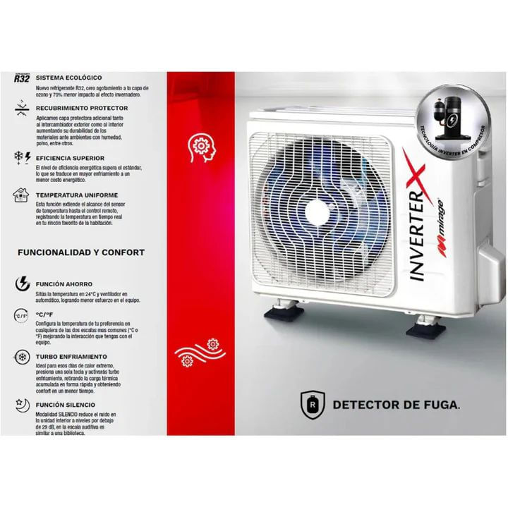 Aire Acondicionado Frio – Calor Mirage Inverter X CMC120J - 12000 BTU BLANCO 110V