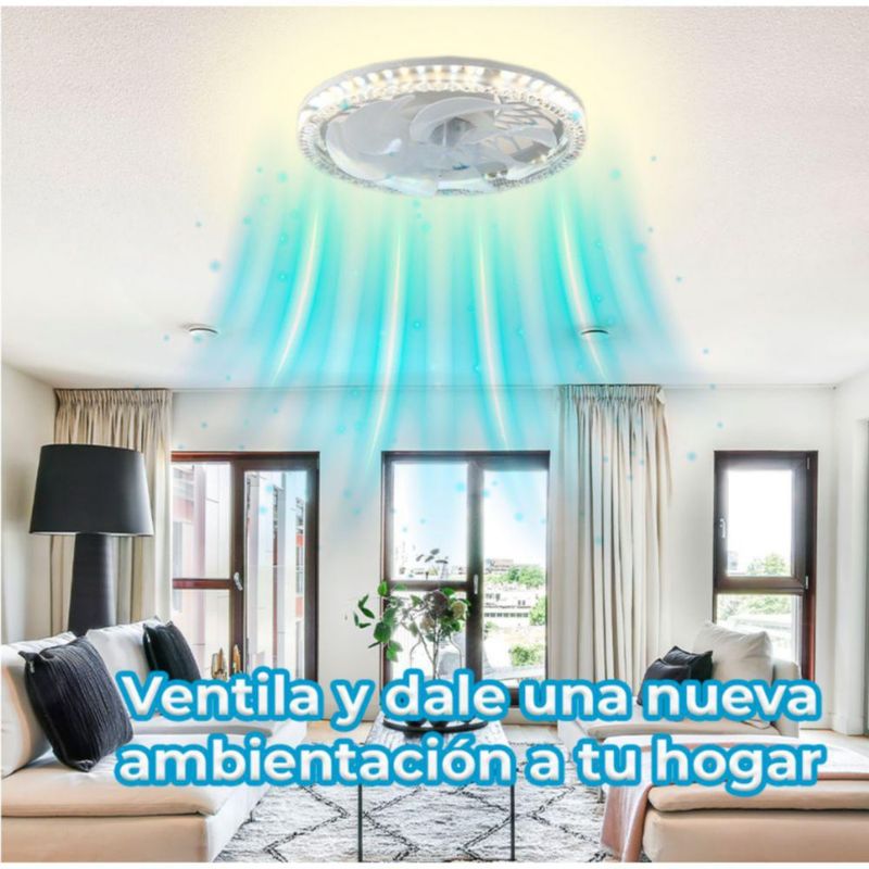 Lampara Led 23W con Ventilador de 12 W y Control Remoto Luz Cálida y Fría