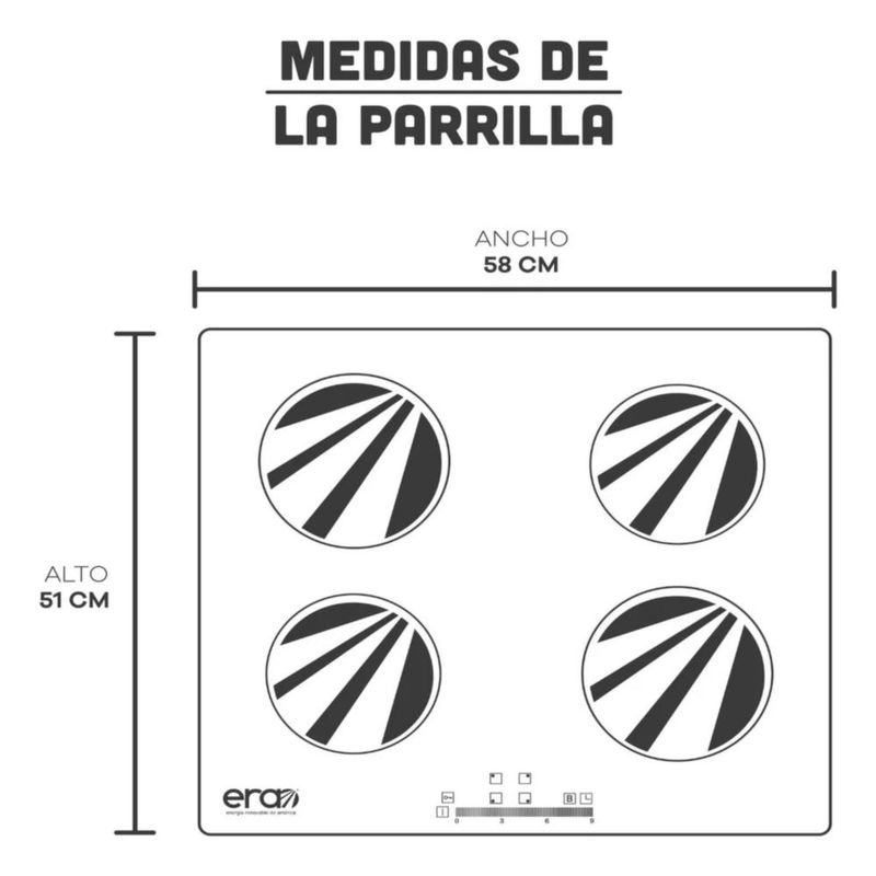 Parrilla Eléctrica De Inducción Era 220 V Negro 4 Quemadores Negro