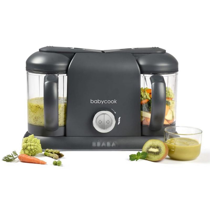 BEABA Babycook Duo Procesador de Alimentos para Bebés - 4 en 1 vaporiza, licua, descongela y calienta – Color Negro