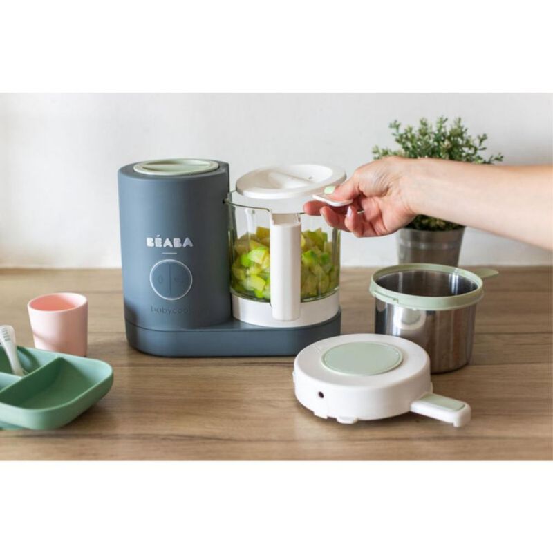 BÉABA Babycook Neo Procesador de Alimentos para Bebé – Vaso de Vidrio y Acero Inoxidable - Gris