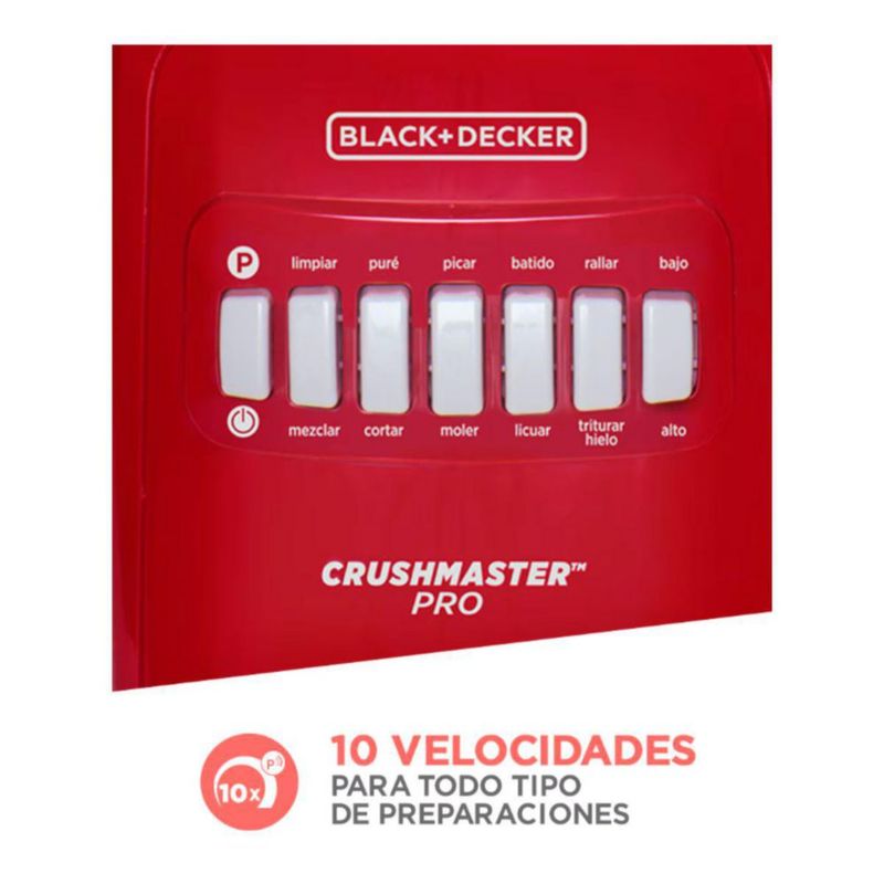 Licuadora De Vidrio 10 Velocidades Color Rojo B&D BL1000RG