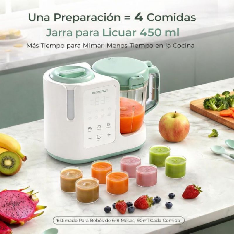 Momcozy AutoMeal Procesador de Alimentos para Bebé - Procesador de Alimentos de Vapor y Mezcla Automática, 15 oz y Diseño de 6 Cuchillas