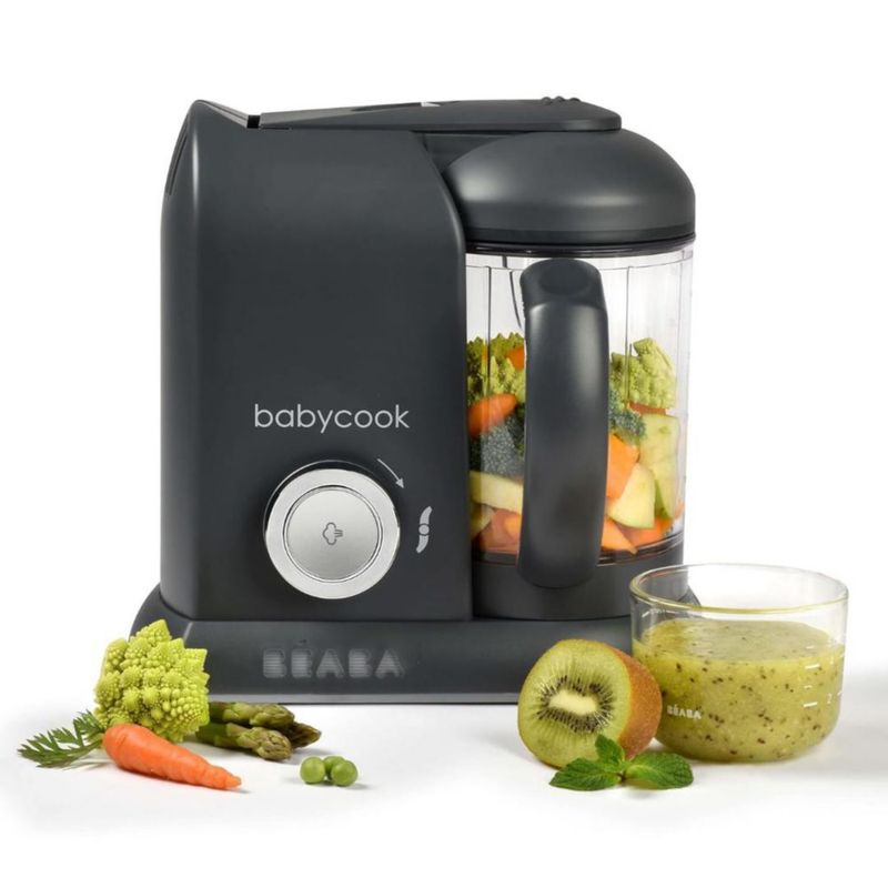 BEABA Babycook Solo 4 en 1 – Procesador y Vaporera de Alimentos para Bebé – Color Carbón