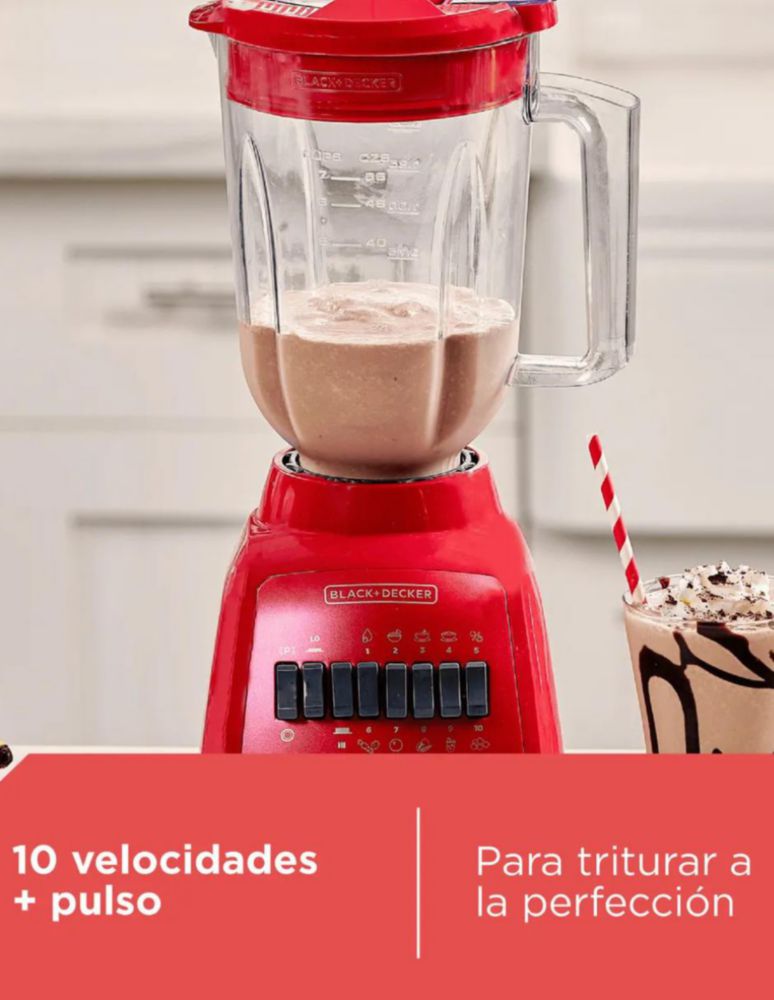 LICUADORA B&D MOD. BLBD210-RLA 10V PLÁSTICA ROJA