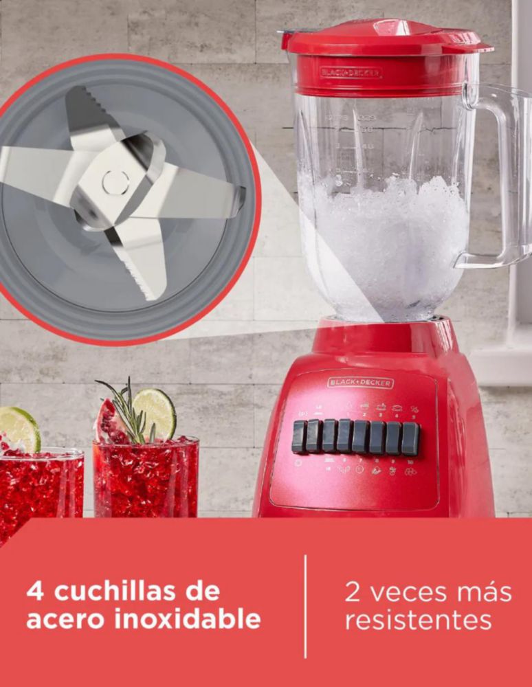 LICUADORA B&D MOD. BLBD210-RLA 10V PLÁSTICA ROJA