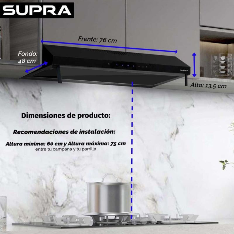 Supra Combo parrilla 5Q y campana 60cm CAPPERI