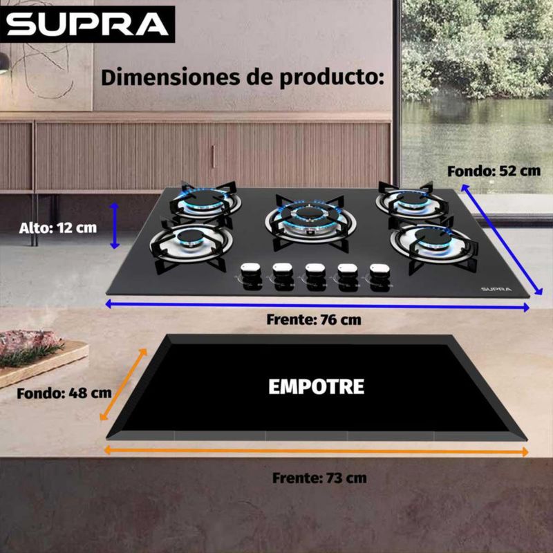 Supra Combo parrilla 5Q y campana 60cm CAPPERI