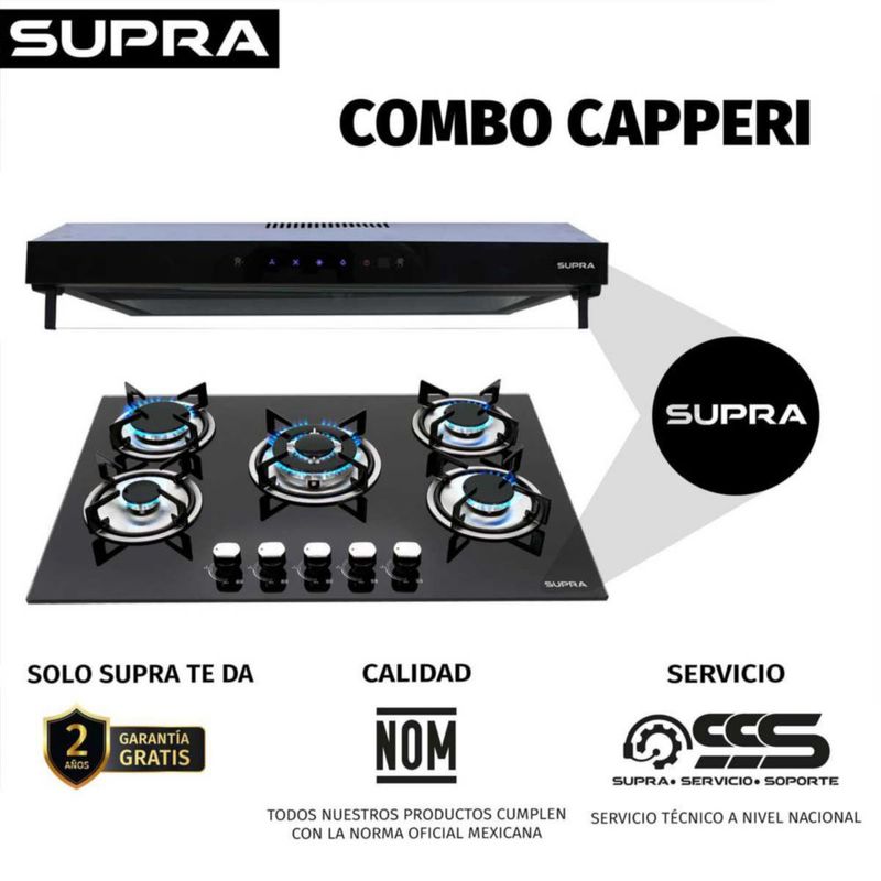 Supra Combo parrilla 5Q y campana 60cm CAPPERI