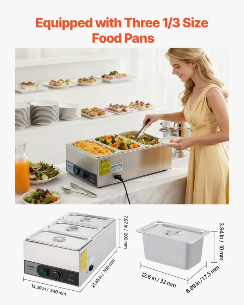 Calentador de alimentos VEVOR Commercial eléctrico acero inoxidable 1200 W