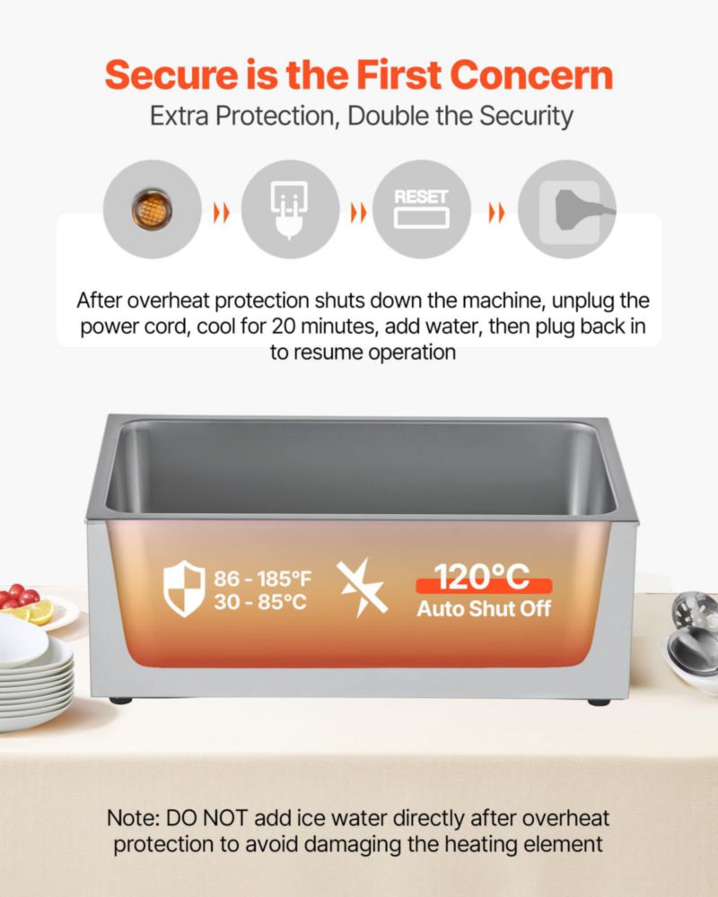 Calentador de alimentos VEVOR Commercial eléctrico acero inoxidable 1200 W