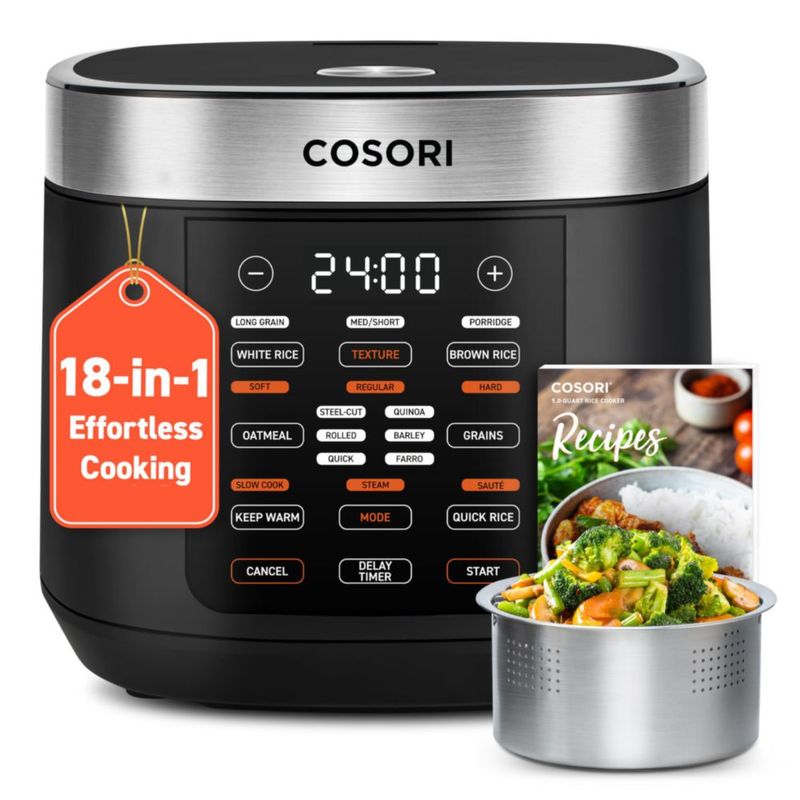 Arrocera COSORI 10 tazas 24 horas mantiene el calor 18 funciones color negro