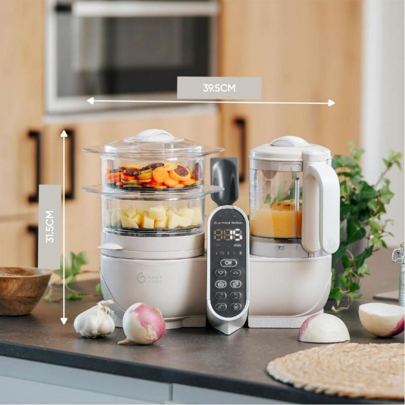 Babymoov Duo Meal Station 6 en 1 – Procesador de Alimentos para Bebé – Con Vaporera, Licuadora, Calentador, Descongelador y Esterilizador - Beige