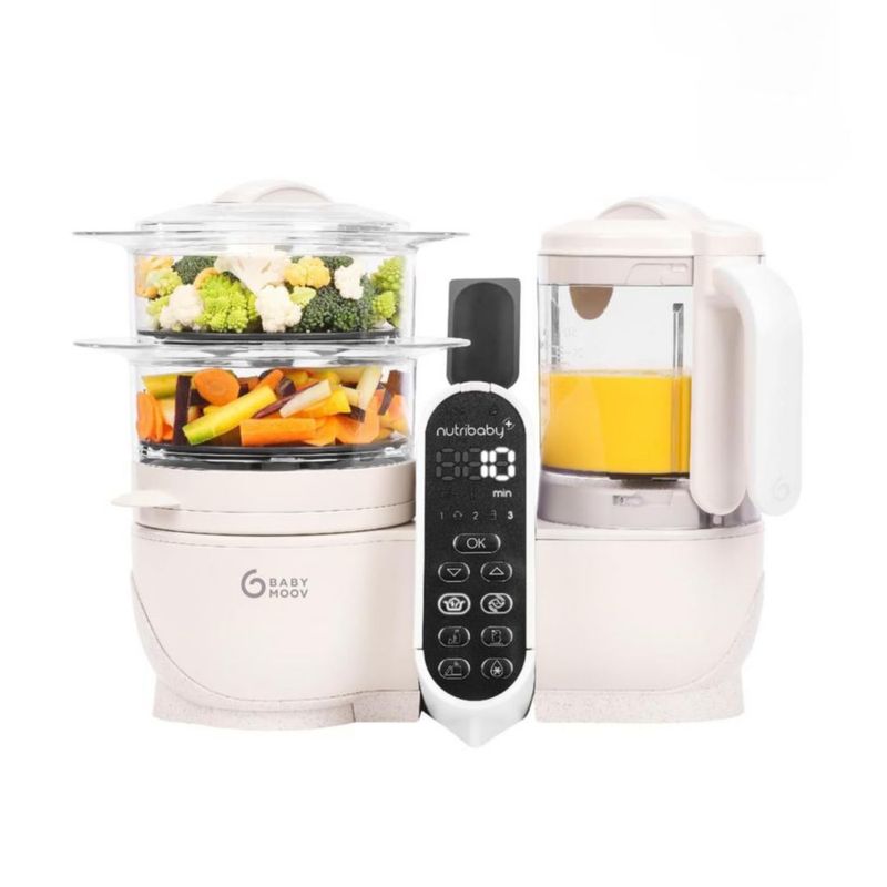 Babymoov Duo Meal Station 6 en 1 – Procesador de Alimentos para Bebé – Con Vaporera, Licuadora, Calentador, Descongelador y Esterilizador - Beige