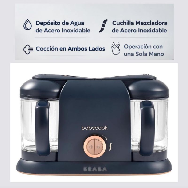 BEABA Babycook Duo Procesador de Alimentos para Bebés - 4 en 1 vaporiza, licua, descongela y calienta – Color Azul