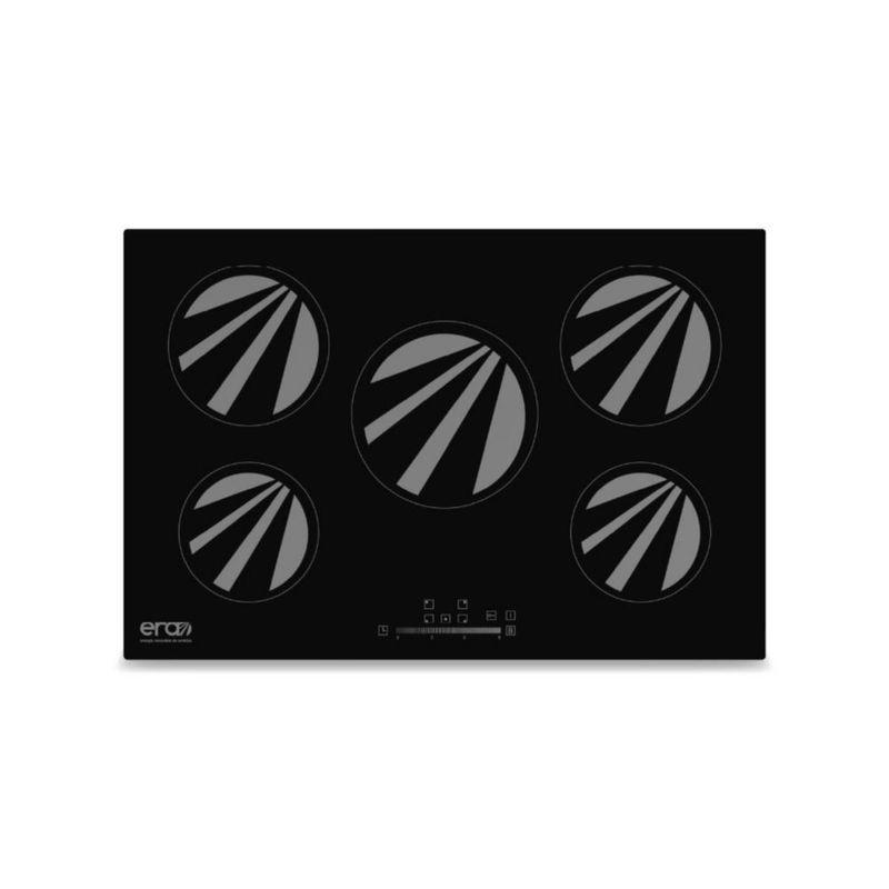 Parrilla inducción ERA 5 quemadores negra control táctil empotrable 127V