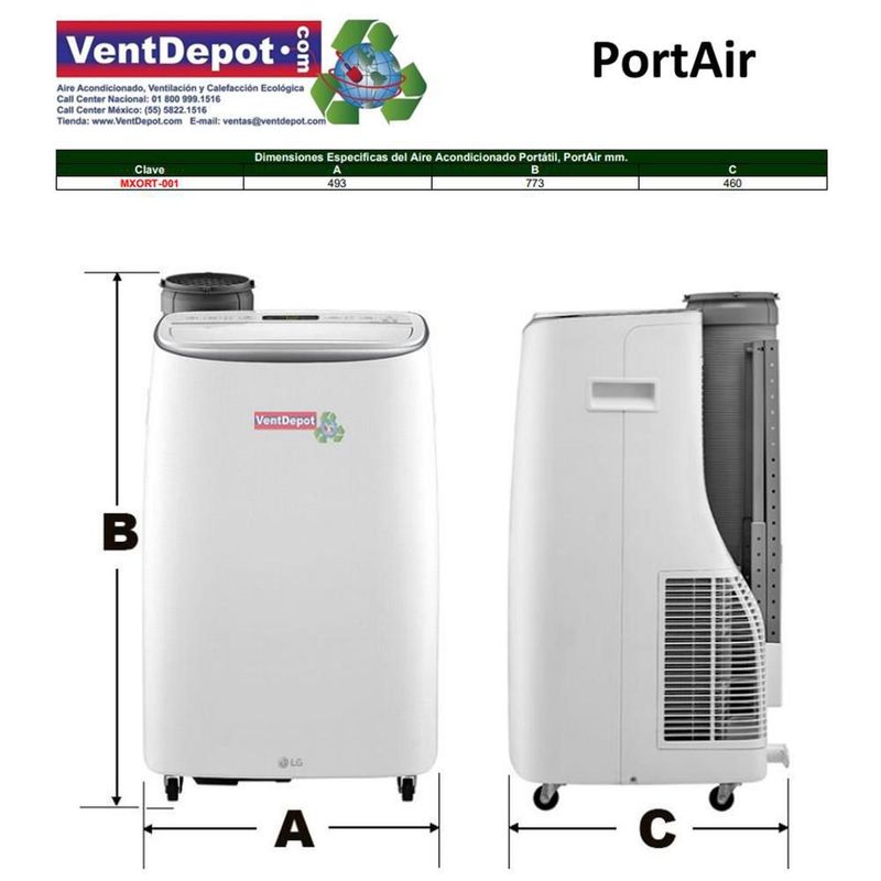 Aire Acondicionado Portátil MXORT-001 PortAir Climatizador de Aire