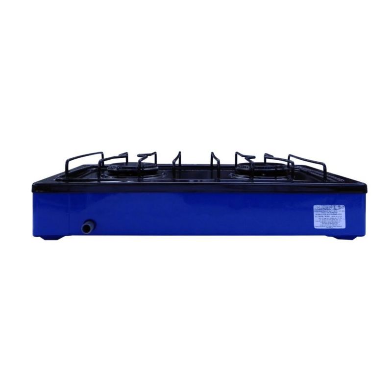 Parrilla Fraga 2 quemadores de mesa P104  Porcelanizada en Negro con Azul.